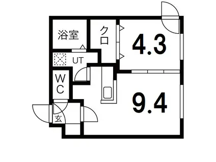 FLANDRE平岸(1LDK/4階)の間取り写真