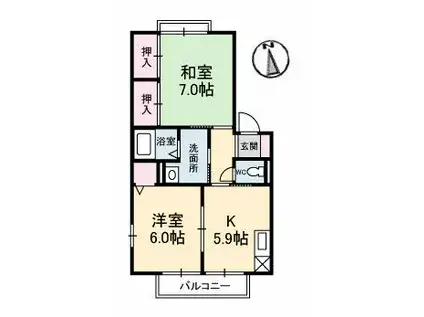 コーポ中的場VI(2K/2階)の間取り写真