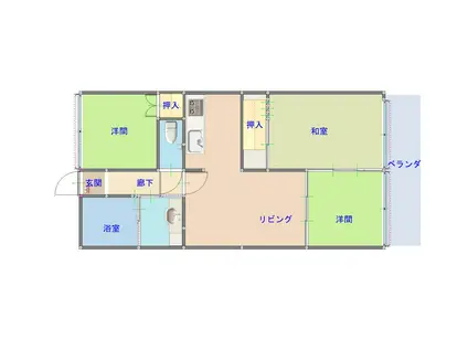 第一三共ビル(3DK/3階)の間取り写真