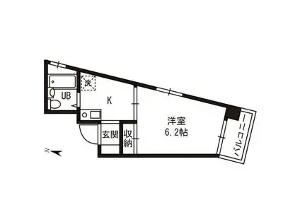 ECS第6ビル(1K/4階)の間取り写真