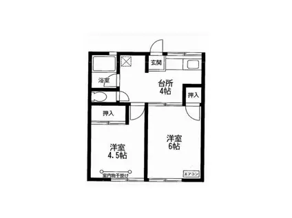 シティハイム 田園(2K/1階)の間取り写真