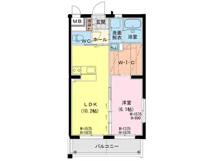 ハイド・パーク(1LDK/1階)の間取り写真