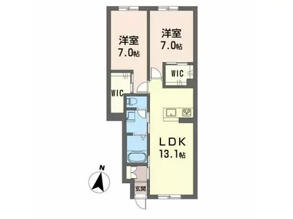 シャーメゾンさくら奏(2LDK/1階)の間取り写真
