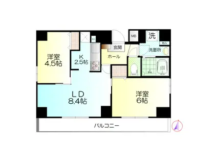 ウィステリア大宮(2LDK/6階)の間取り写真