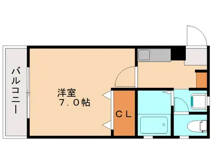 ピュアドーム館姪浜A棟(1K/2階)の間取り写真