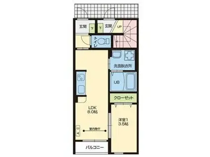 RS RESIDENCE II(1LDK/1階)の間取り写真