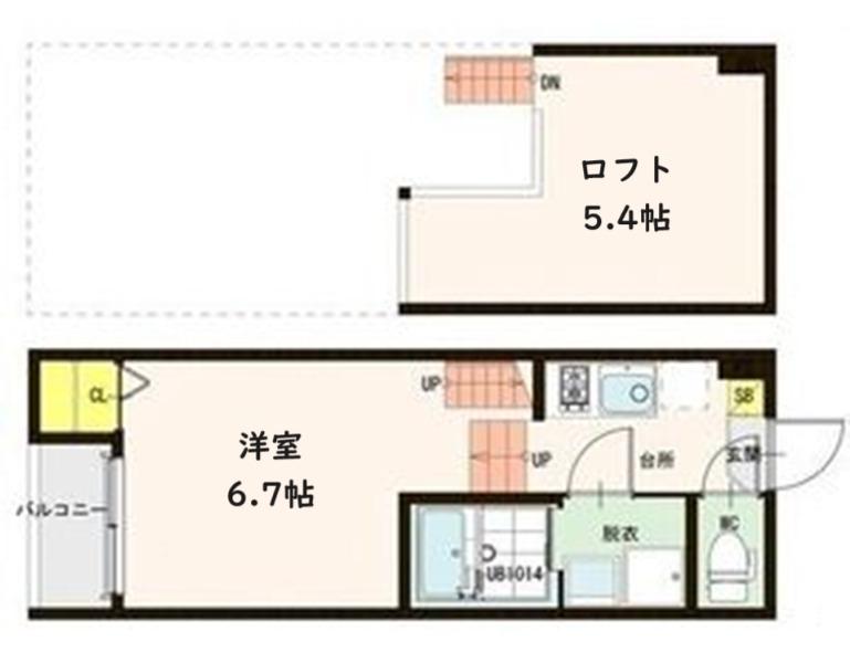 ハーモニーテラス東照宮(1K/1階)の間取り写真