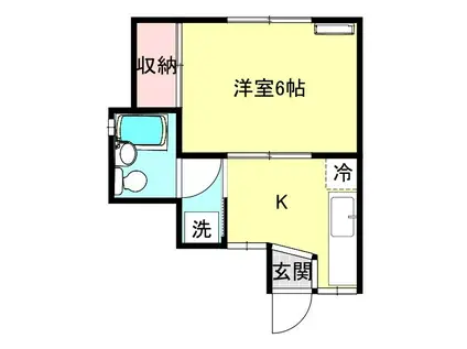 コーポベイサイド(1K/1階)の間取り写真