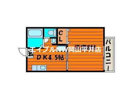 エクセレント21(1DK/2階)の間取り写真