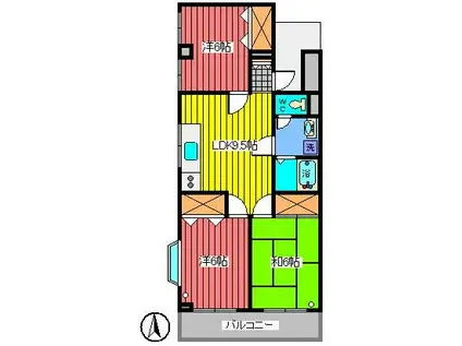 グランパール川口(3LDK/2階)の間取り写真