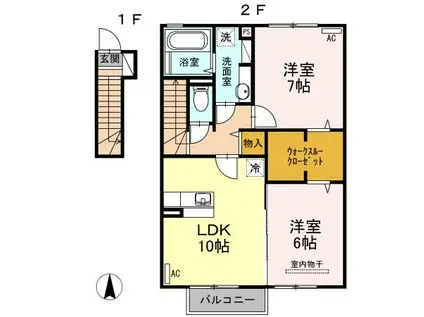 GRANDIR C(2LDK/2階)の間取り写真