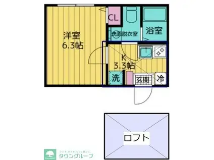 ベル・セゾン生田(1K/2階)の間取り写真