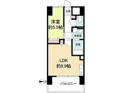 LA DOUCEUR山王(1LDK/9階)の間取り写真