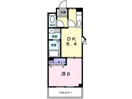 ウエスト・テール(1DK/1階)の間取り写真