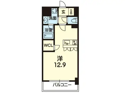 ライズ下通EXE(1K/6階)の間取り写真