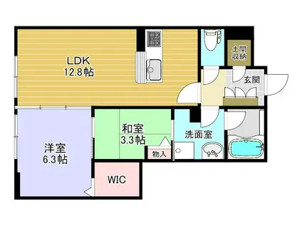 エルミタージュクール(1LDK/2階)の間取り写真