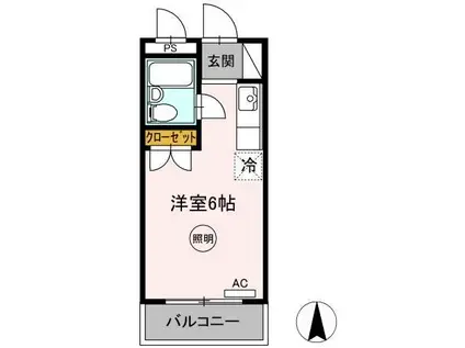 シャインコート(ワンルーム/3階)の間取り写真