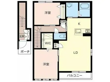 カーサ ファミーユA(2LDK/2階)の間取り写真