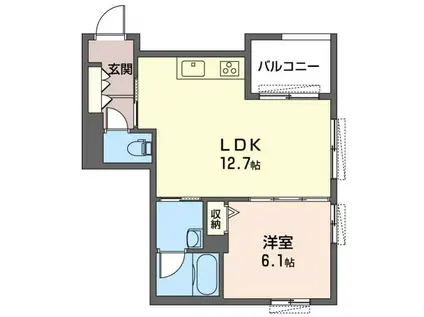 レジオ 横濱白楽(1LDK/3階)の間取り写真