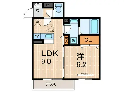 セレーノ南甲子園(1LDK/1階)の間取り写真