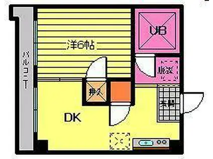 樋之口ハイツ(1DK/7階)の間取り写真