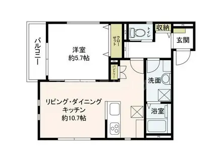 アルカディア流山(1LDK/1階)の間取り写真