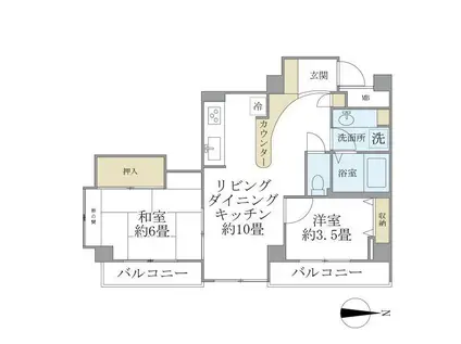 グリーンハイム平成(2LDK/5階)の間取り写真