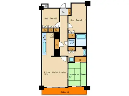 WILLDO 西明石(3LDK/1階)の間取り写真