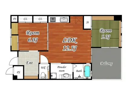 APRIRE SHOJI(2LDK/4階)の間取り写真