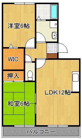 リベルテSII(2LDK/2階)の間取り写真