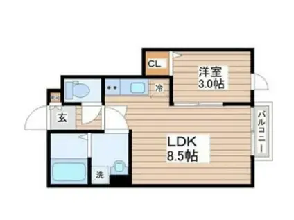 デュマンII(1LDK/1階)の間取り写真