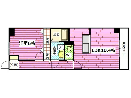 ラフィーネ東野(1LDK/2階)の間取り写真