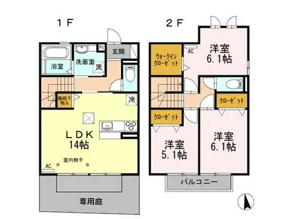 マイスター蔵前 A棟(3LDK/1階)の間取り写真