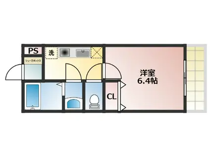 三春町アパート(1K/1階)の間取り写真