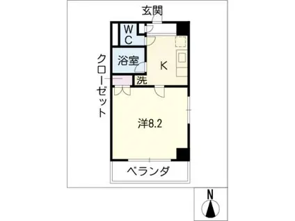 楽RAKU荘(1K/4階)の間取り写真