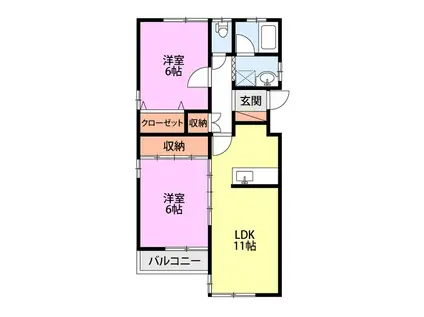 フェストVII(2LDK/1階)の間取り写真