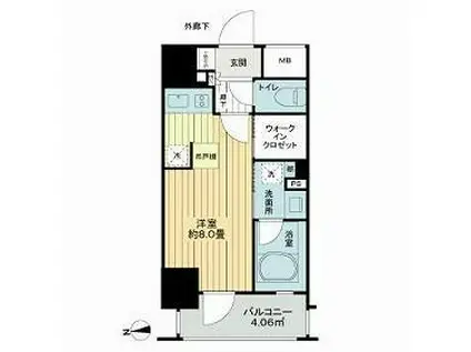 ライオンズ浅草橋ミレス(ワンルーム/6階)の間取り写真