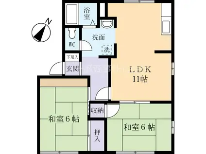 ハイム千代田(2LDK/1階)の間取り写真