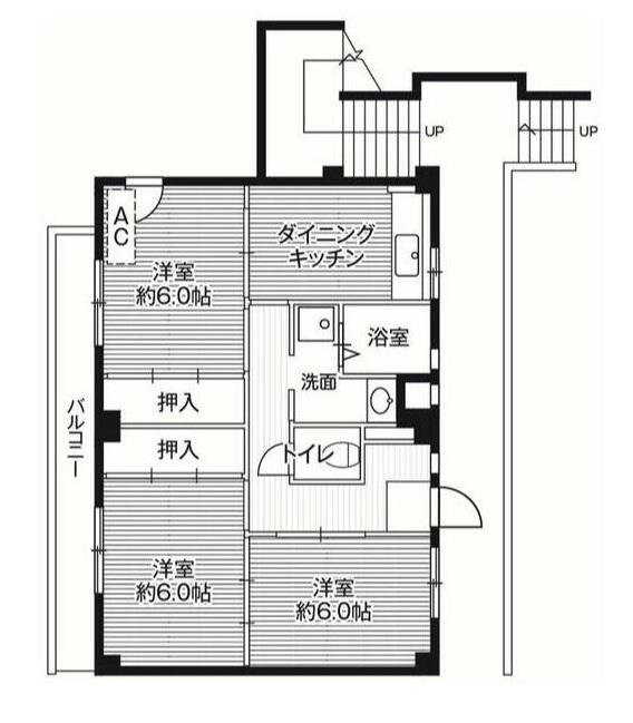 ビレッジハウス 古和釜 4号棟(3DK/1階)の間取り写真