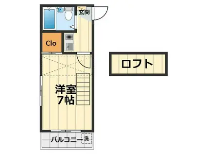 リシェス立野台(1K/1階)の間取り写真