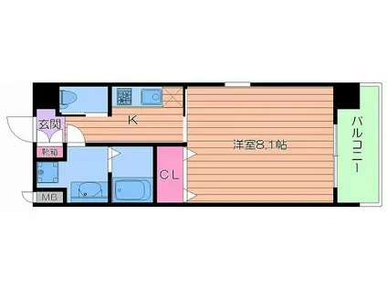 フォレストガーデン成育II(1K/4階)の間取り写真