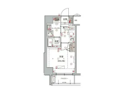 ハーモニーレジデンス大森ウエスト(1K/3階)の間取り写真