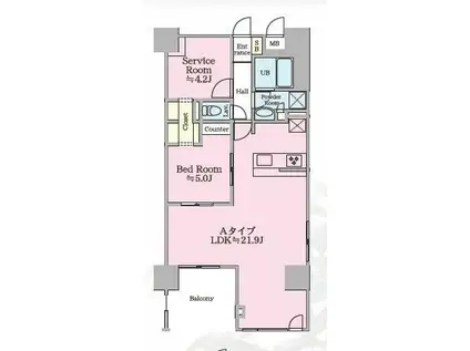 シルクボーテ(1SLDK/4階)の間取り写真