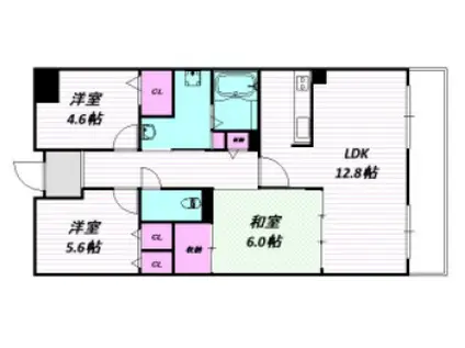 シティオ大津石山(3LDK/1階)の間取り写真
