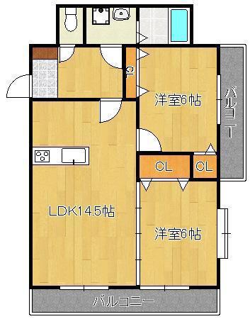 ETRANGE(2LDK/2階)の間取り写真