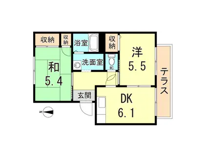 ヒルトップコート(2DK/1階)の間取り写真
