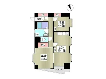 かさまビル9(2LDK/4階)の間取り写真