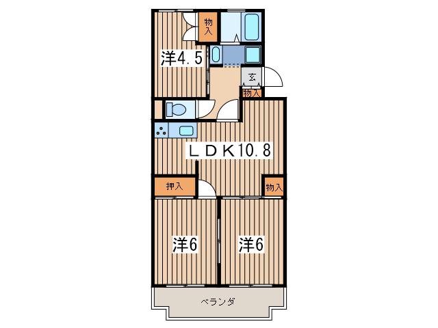 コンフォート鵠沼I(3LDK/1階)の間取り写真