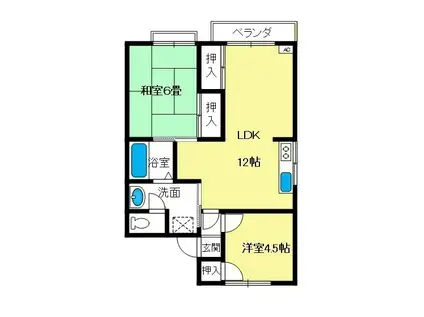 アビタ吉身A(2LDK/1階)の間取り写真