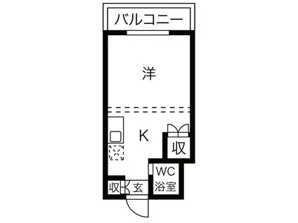 フェルム・アンソレイユ(1K/3階)の間取り写真
